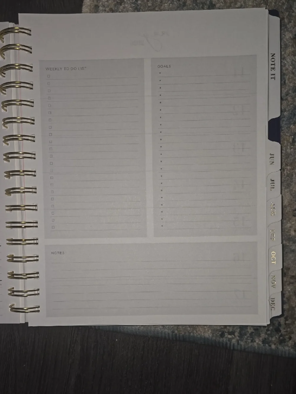 Floral Spiral Planner - Navy with Pink Roses